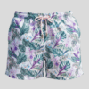 SHORTS ELASTIC FLORAL BRANCO E ROXO