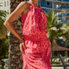 VESTIDO LONGO GOLA ONÇA ROSA