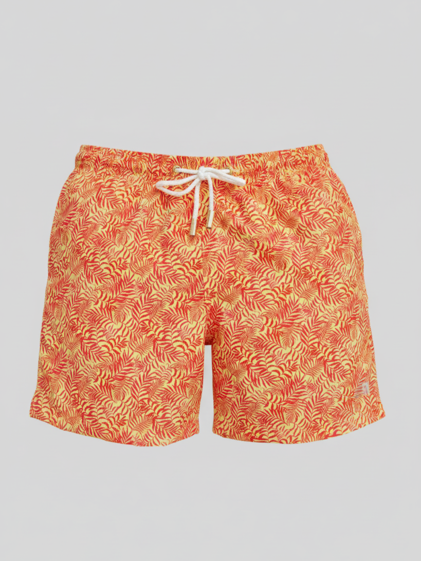 SHORTS ELASTIC FOLHAS FUNDO AMARELO