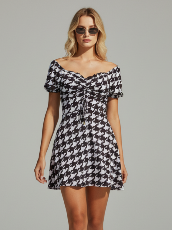 VESTIDO CIGANINHA PIED DE POULE