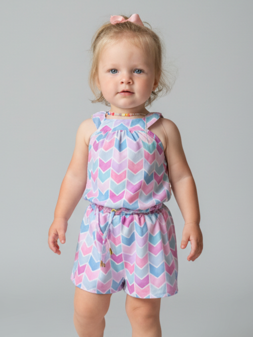 VESTIDO GOLA GEOMÉTRICO INFANTIL