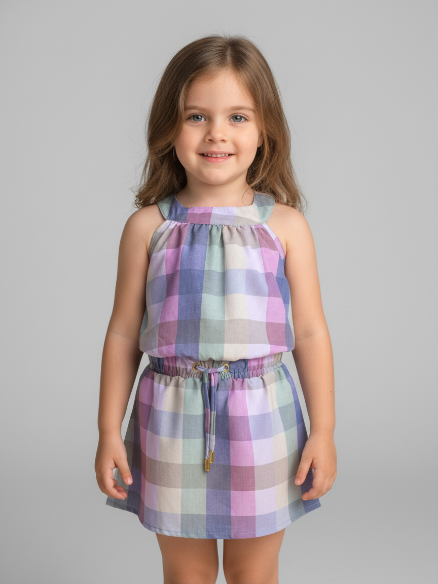 VESTIDO GOLA QUADRICULADO GRANDE INFANTIL