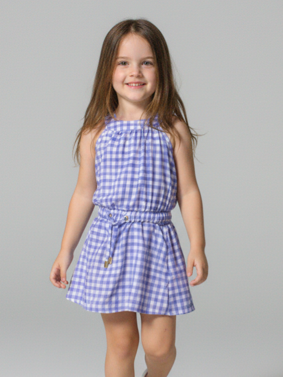 VESTIDO GOLA XADREZ LILÁS INFANTIL