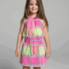 VESTIDO GOLA XADREZ ROSA/VERDE INFANTIL
