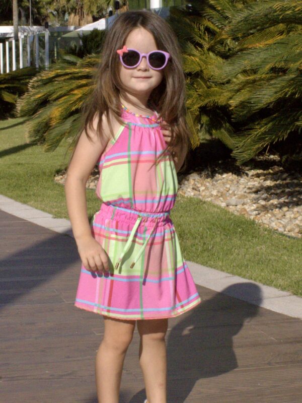 VESTIDO GOLA XADREZ ROSA/VERDE INFANTIL - Image 2