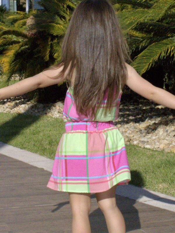 VESTIDO GOLA XADREZ ROSA/VERDE INFANTIL - Image 3