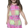 VESTIDO GOLA XADREZ ROSA/VERDE INFANTIL