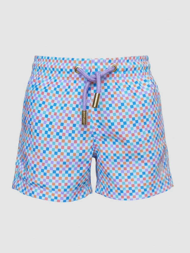 SHORT ELASTIC QUADRICULADO COLOR LARANJA INFANTIL