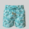 SHORTS ELASTIC FOLHAS TURQUESA INFANTIL