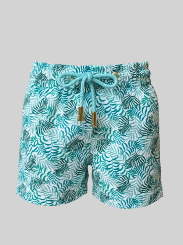 SHORTS ELASTIC FOLHAS TURQUESA INFANTIL