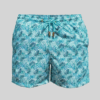 SHORTS ELASTIC FOLHA TURQUESA FUNDO BRANCO