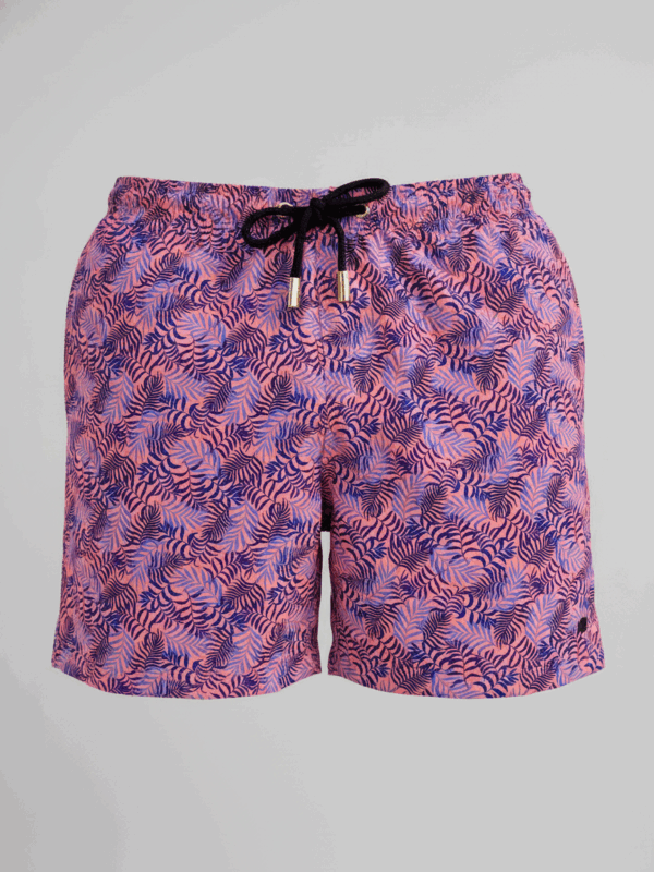 SHORTS ELASTIC FOLHAS FUNDO LARANJA