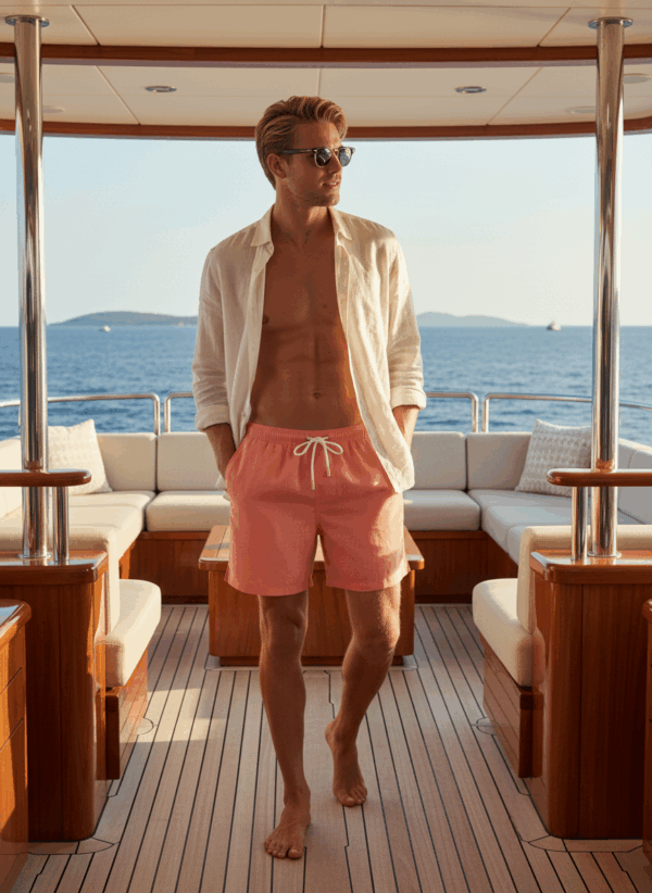 Alternative view of SHORT ELASTIC LINHO PRINT CORAL