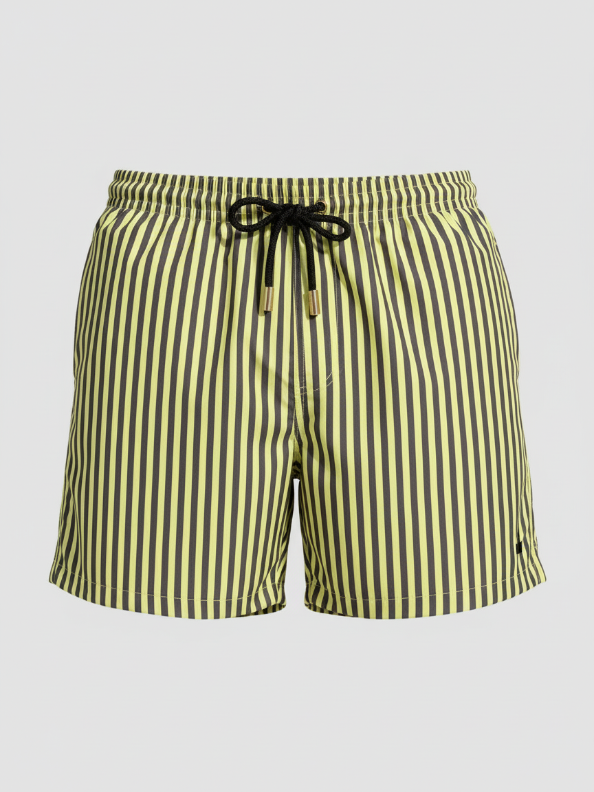 SHORTS ELASTIC LISTRA AMARELO E CINZA