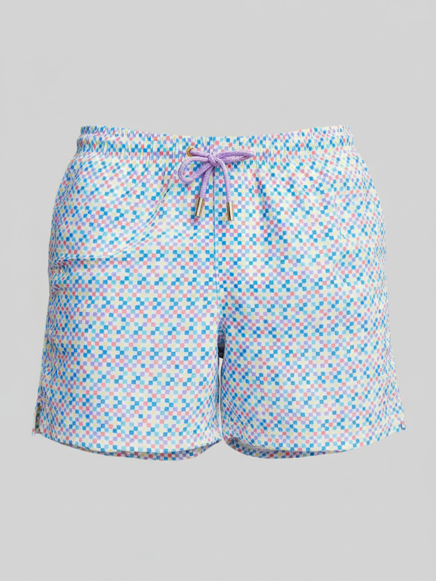 SHORTS ELASTIC QUADRICULADO COLORIDO AMARELO