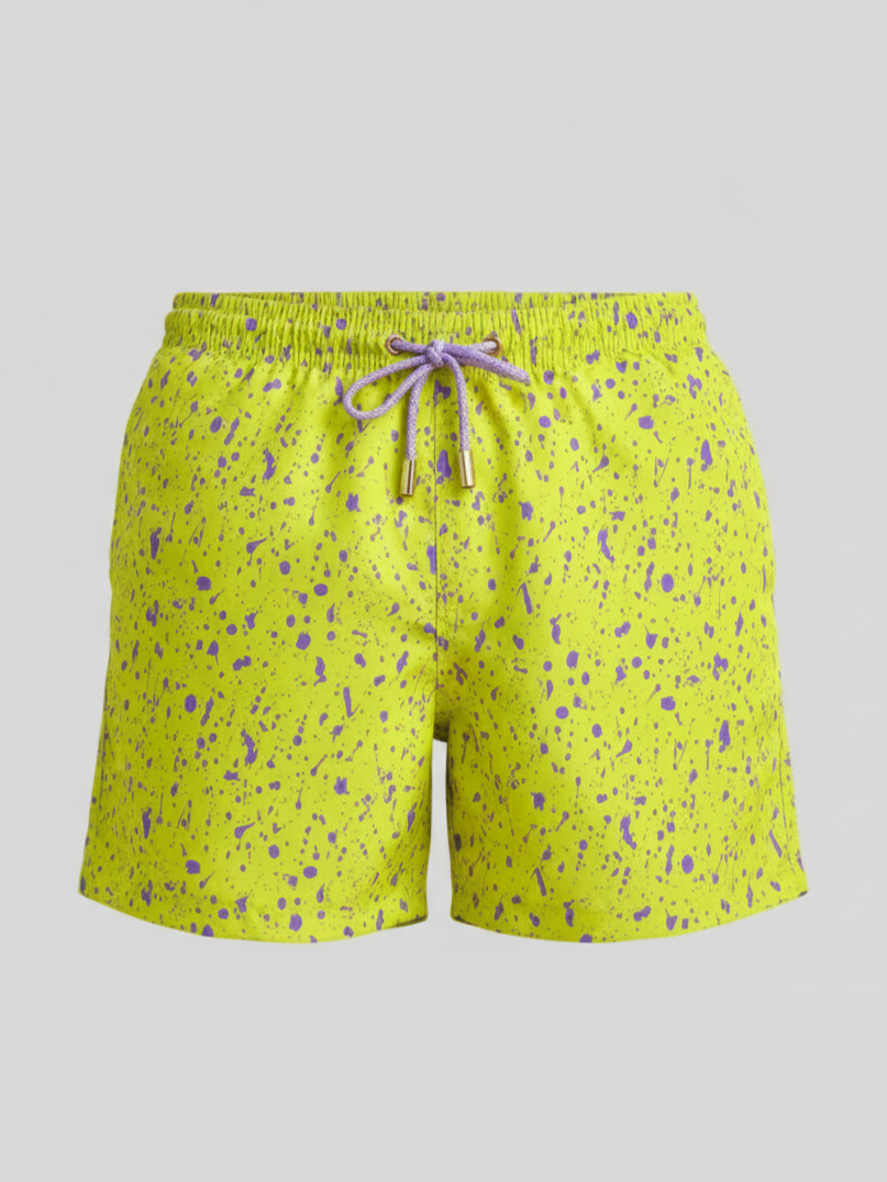 SHORTS ELASTIC RESPINGOS LILÁS AMARELO