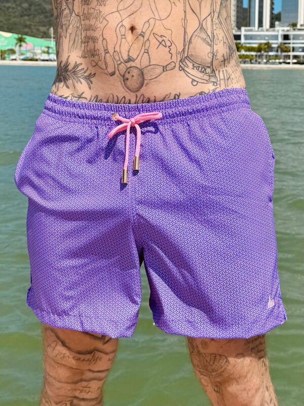 SHORT ELASTIC MONOGRAMA ROXO E ROSA