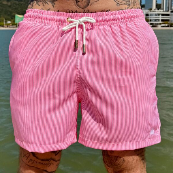 SHORT ELASTIC MICRO LISTRA ROSA