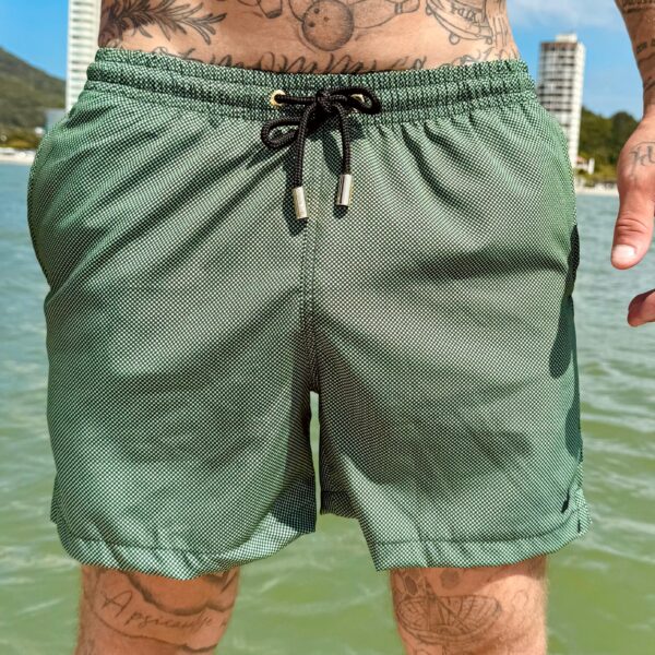 SHORT ELASTIC MICRO QUADRICULADO VERDE/PRETO
