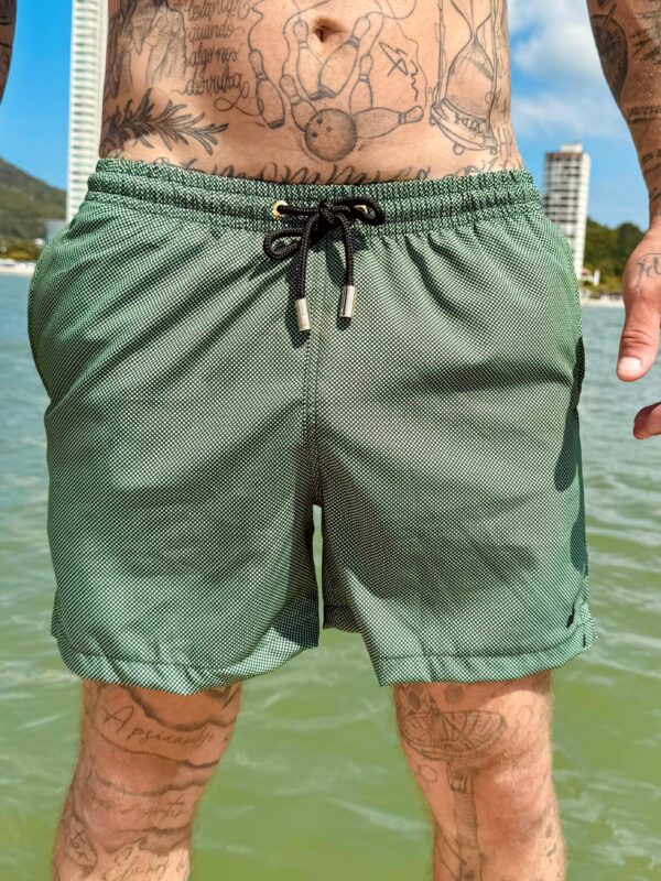 SHORT ELASTIC MICRO QUADRICULADO VERDE/PRETO