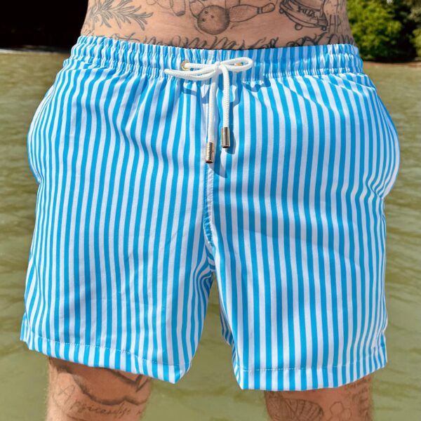 SHORT ELASTIC LISTRA AZUL MÉDIO
