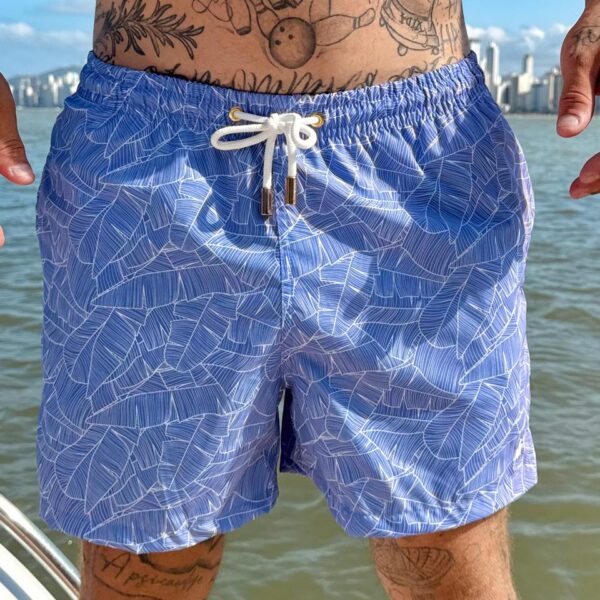 SHORT ELASTIC BANANEIRA BRANCA E AZUL
