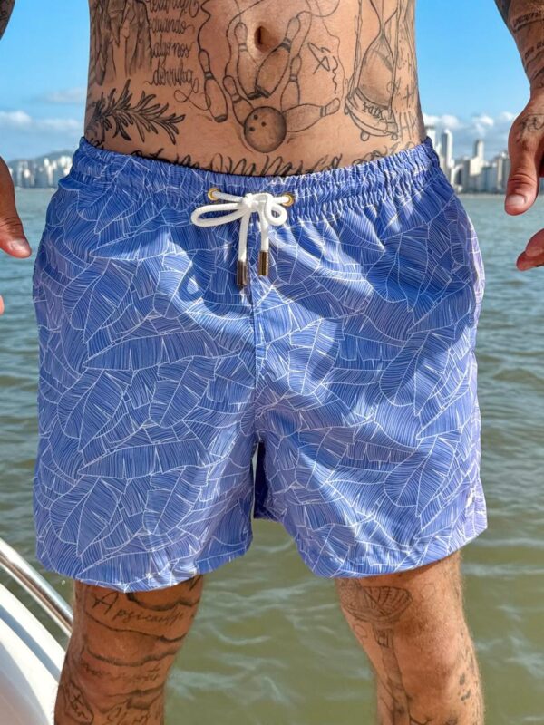 SHORT ELASTIC BANANEIRA BRANCA E AZUL