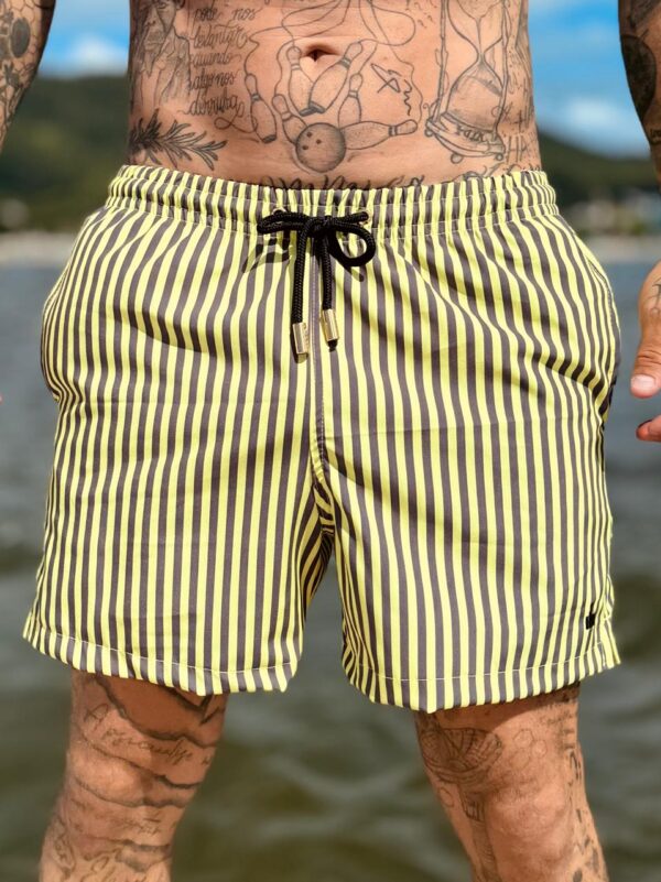SHORT ELASTIC LISTRA AMARELO E CINZA