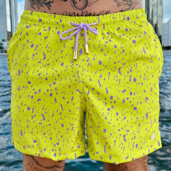 SHORT ELASTIC RESPINGOS LILÁS AMARELO