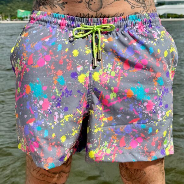 SHORT ELASTIC RESPINGOS FUNDO CINZA