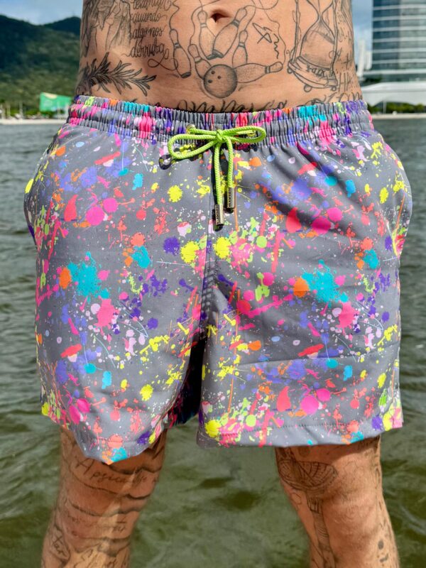 SHORT ELASTIC RESPINGOS FUNDO CINZA