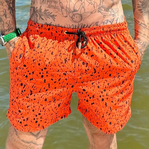 SHORT ELASTIC RESPINGOS PRETO E LARANJA