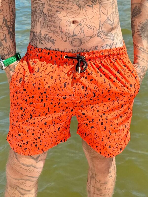SHORT ELASTIC RESPINGOS PRETO E LARANJA