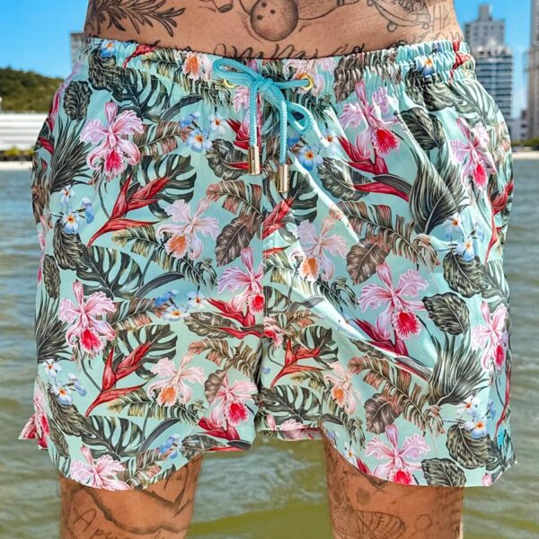 SHORT ELASTIC FLORAL FUNDO MINT