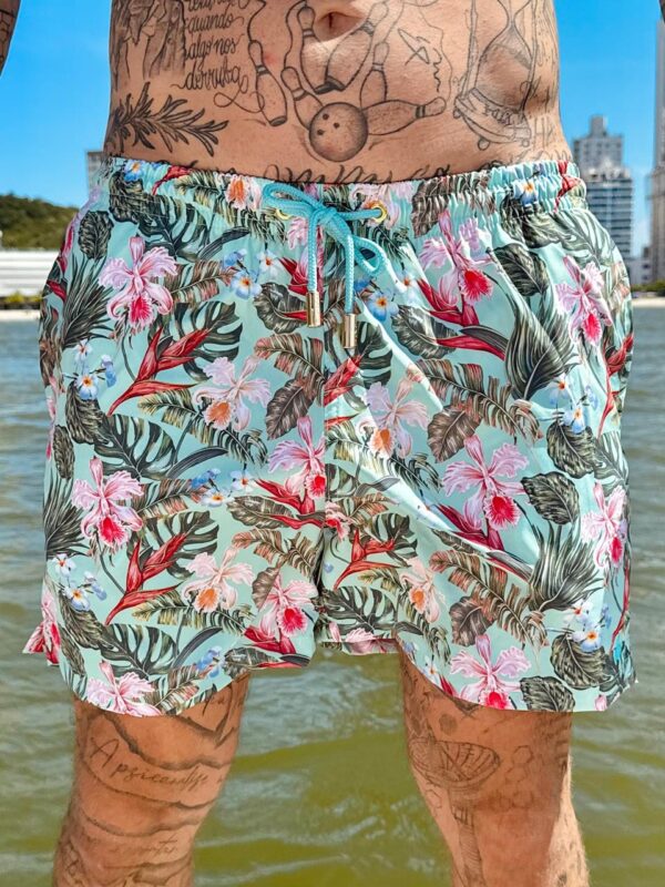 SHORT ELASTIC FLORAL FUNDO MINT
