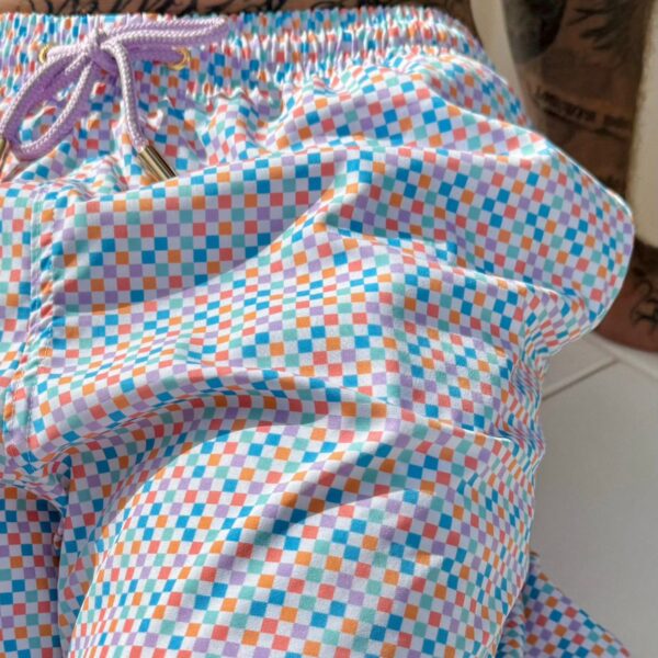SHORT ELASTIC QUADRICULADO COLOR LARANJA