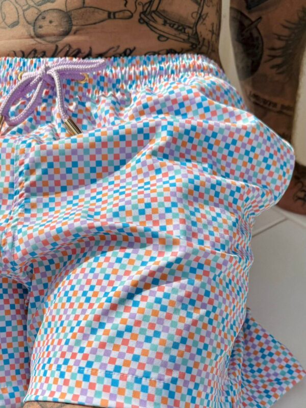 SHORT ELASTIC QUADRICULADO COLOR LARANJA