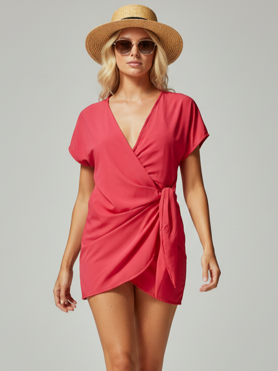 VESTIDO AMARRAR MANGA CEREJA