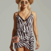 VESTIDO CURTO AMARRAR ALÇA ZEBRA PRETA