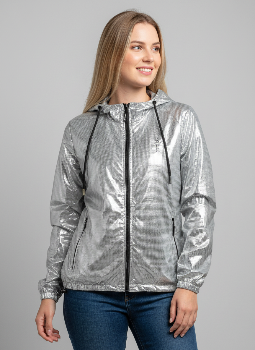 corta vento quadriculado prateado - Imagem 4