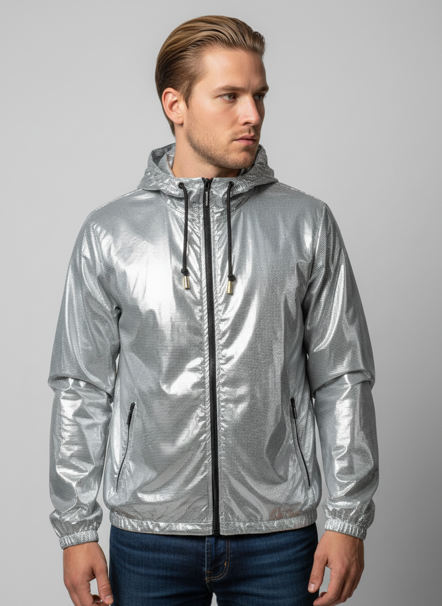 corta vento quadriculado prateado - Imagem 2