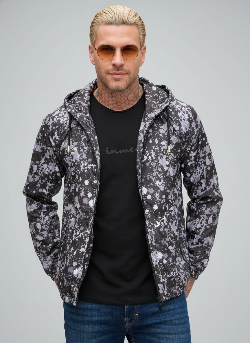 corta vento respingos cinza