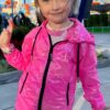 corta vento quadriculado metalizado pink infantil
