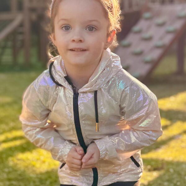 corta vento quadriculado metalizado furta cor infantil