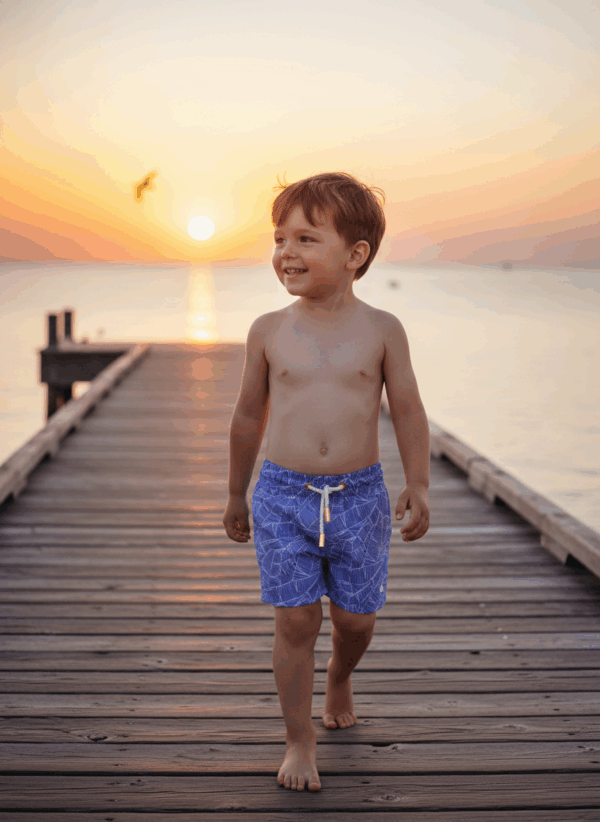 SHORTS ELASTIC BANANEIRA BRANCA E AZUL INFANTIL - Imagem 4