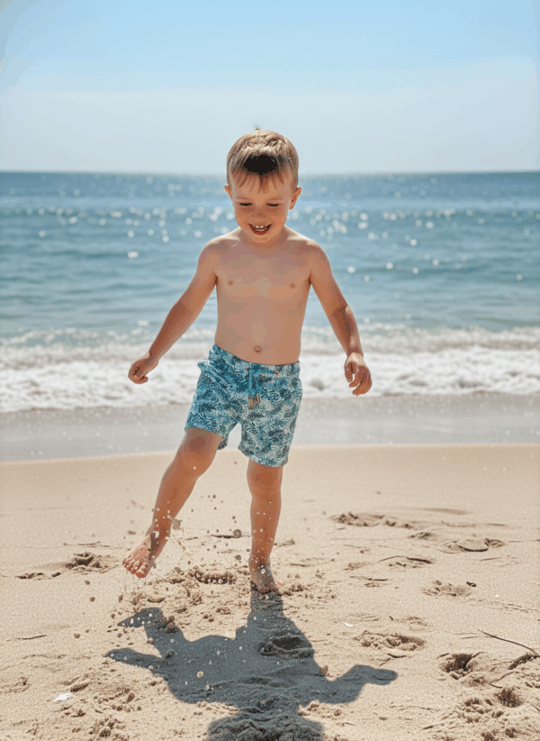 SHORTS ELASTIC FOLHAS TURQUESA INFANTIL - Imagem 5