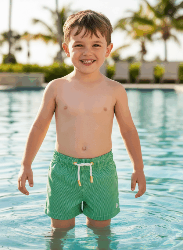 SHORTS ELASTIC MICRO LISTRA VERDE INFANTIL - Imagem 4