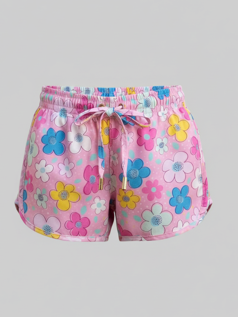 SHORTS FEMININO FLORZINHA ROSA