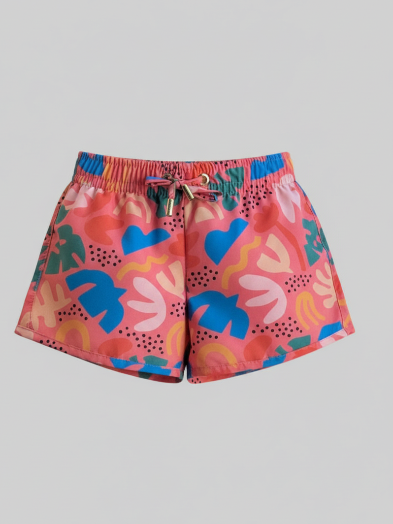 SHORTS FEMININO FOLHAS ABSTRATO