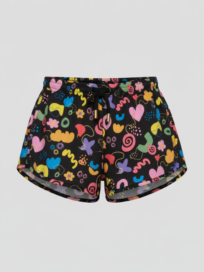 SHORTS FEMININO NUVENS E CORAÇÕES